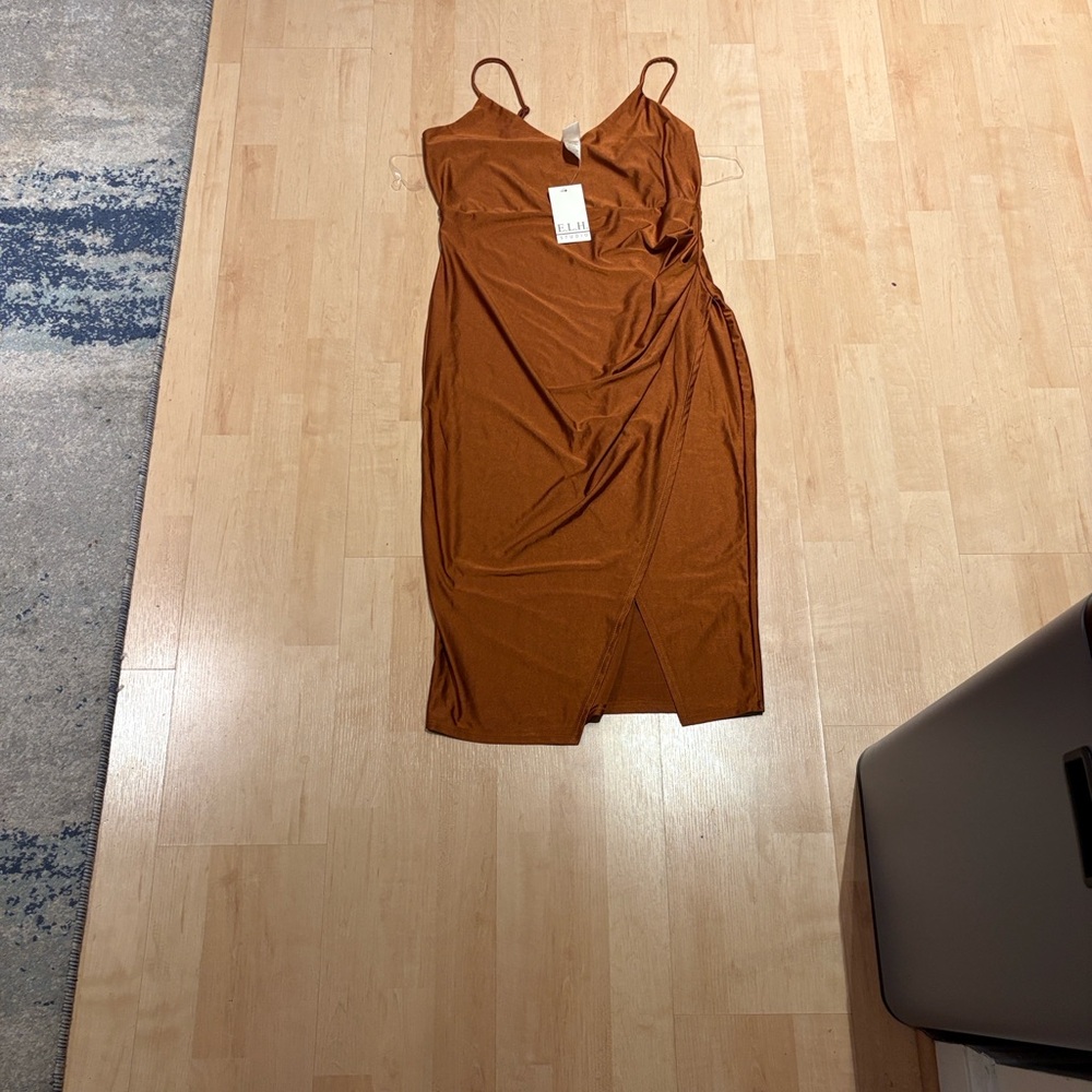 Chic Rust Spaghetti Strap Mini Dress - image 1